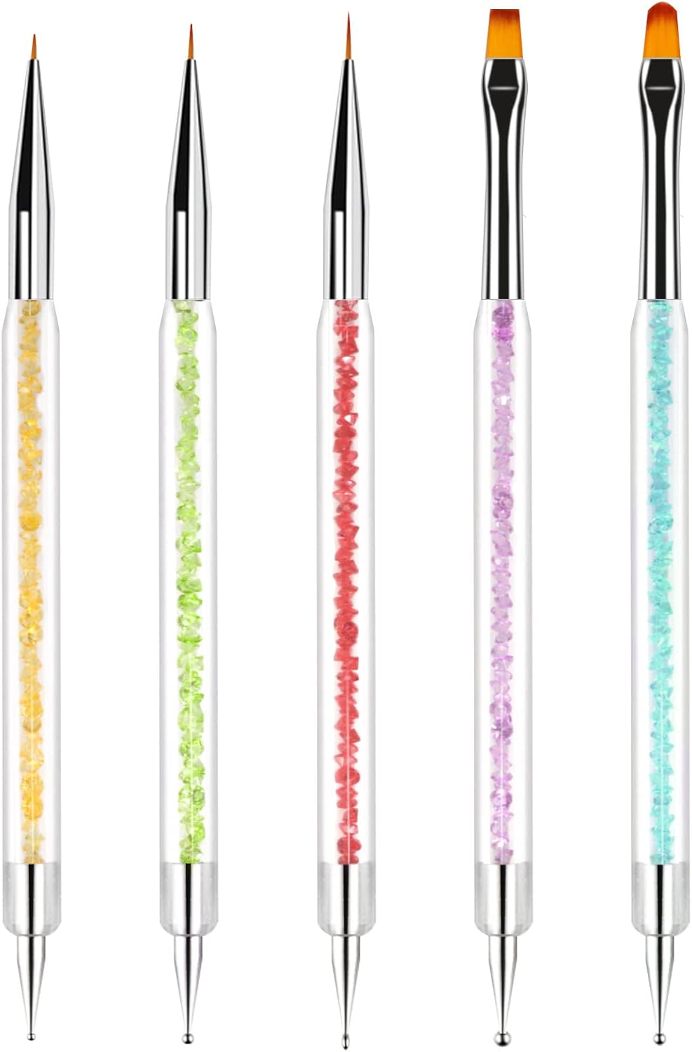 Nail Art penselen, 5 stuks nagelontwerpborstel, nail art pen, dotting tool, met nagelverlenging gel borstel, nail art ontwerp pen schildergereedschap, voor nail art design, schilderen,
