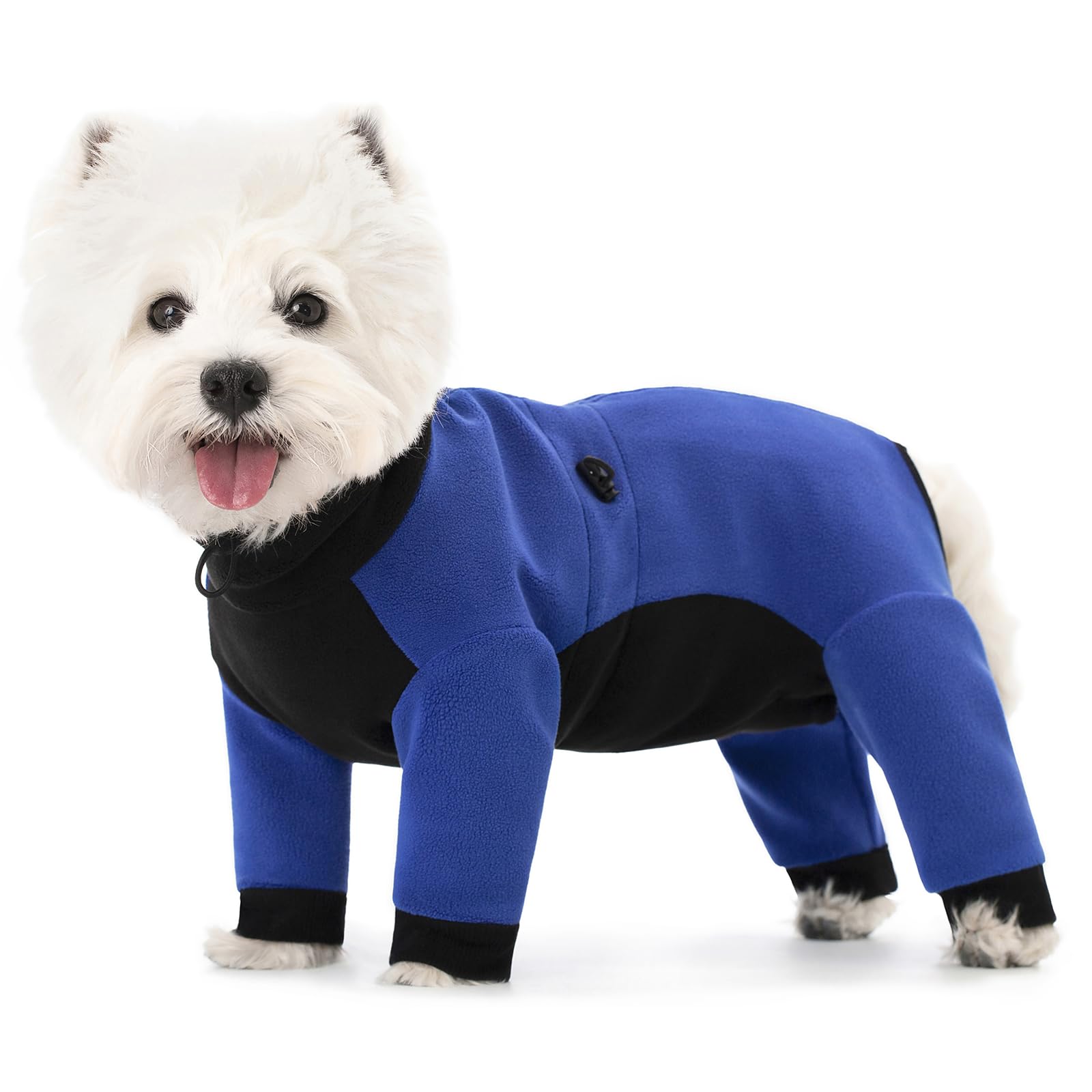 AITOLI Dog Winter Clothes for Small Medium Dogs, Windproof Dog Onesie Jumpsuit, Dog Cold Weather Coats, Turtleneck Fleece Dog Coat Anti Hair Shedding, Warm Dog Coat BodaySuit, Color-Block Dog Pjs