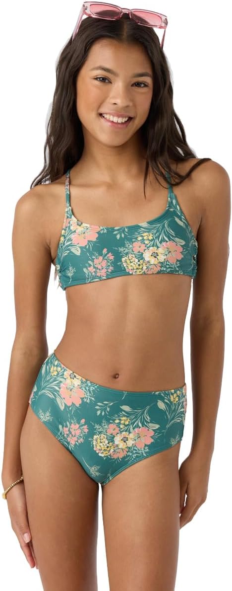 GIRL'S STRAPPY SIDE BRALETTE TOP SET WITH NAYA FLORAL PRINT BY O'NEILL CLOTHING