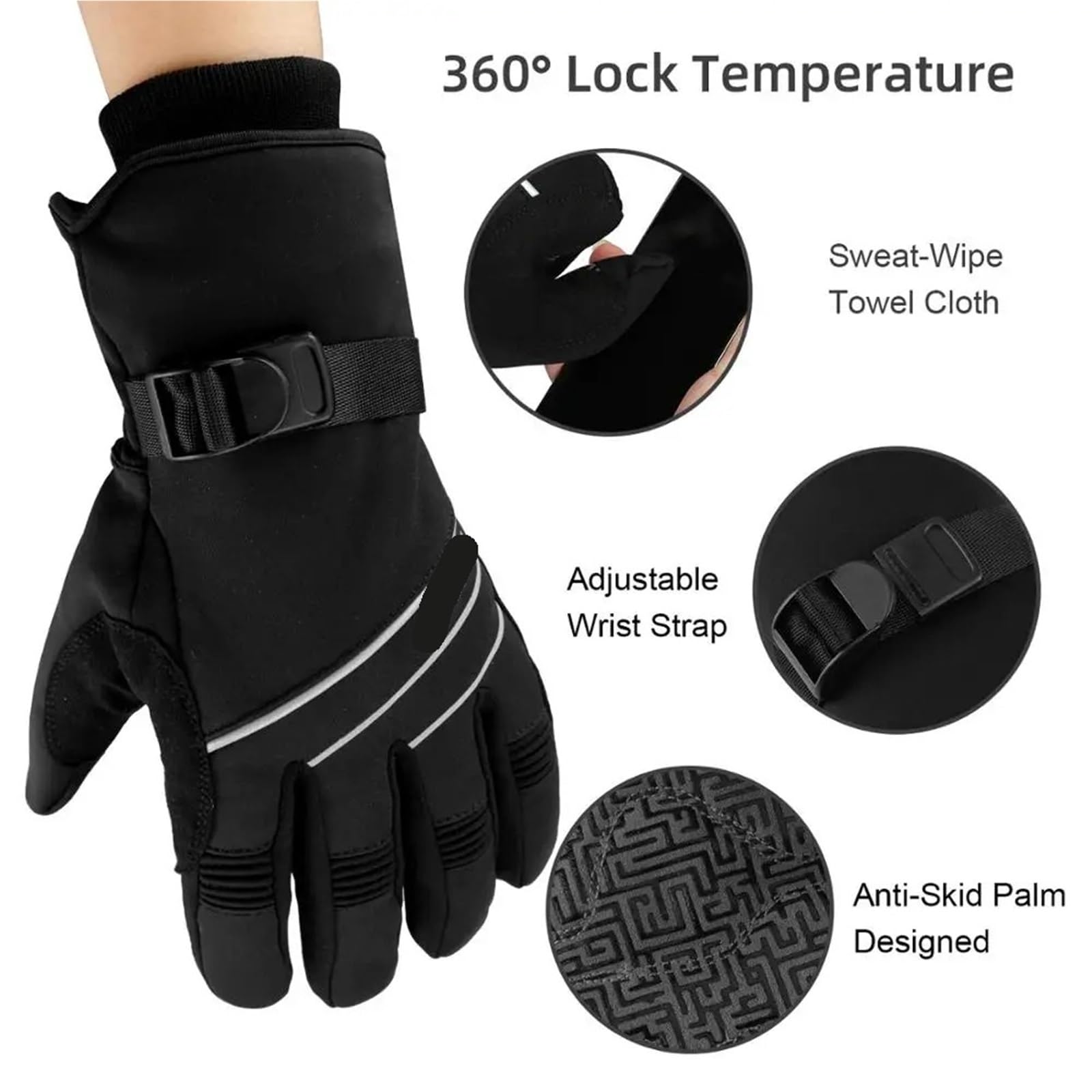 Guanti Neve Donna Guanti da sci caldi con dita intere, touch screen, invernali, for ciclismo, riflettenti, antivento, for moto, uomo e donna