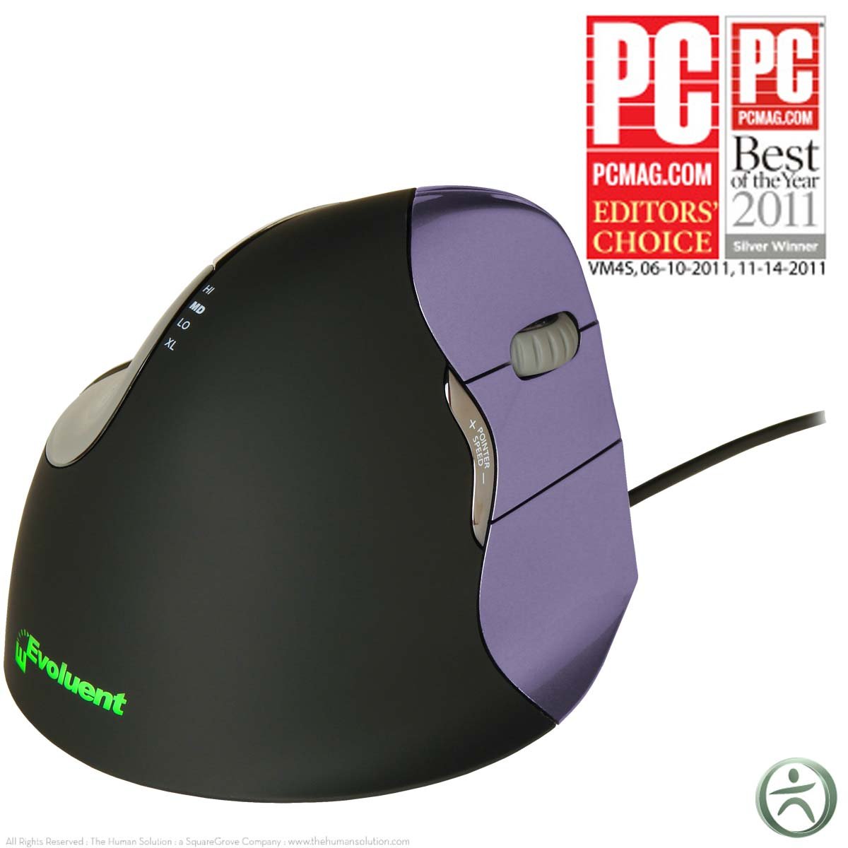 Evoluent Vertikale Maus, 4 kleine PC-Maus, PC/Mac, 2 Wege