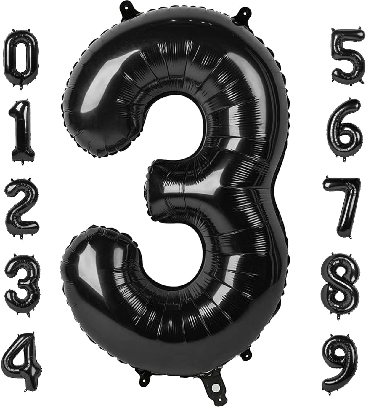 Rozi Decoration Number 3 Black 32 Inch Large Foil Balloons Air or Helium Supported for Happy Birthday, Happy Anniversary, Graduation Party Dcor, Foil Balloons for Birthday Number 3 Pack of 1 Pcs-image-22