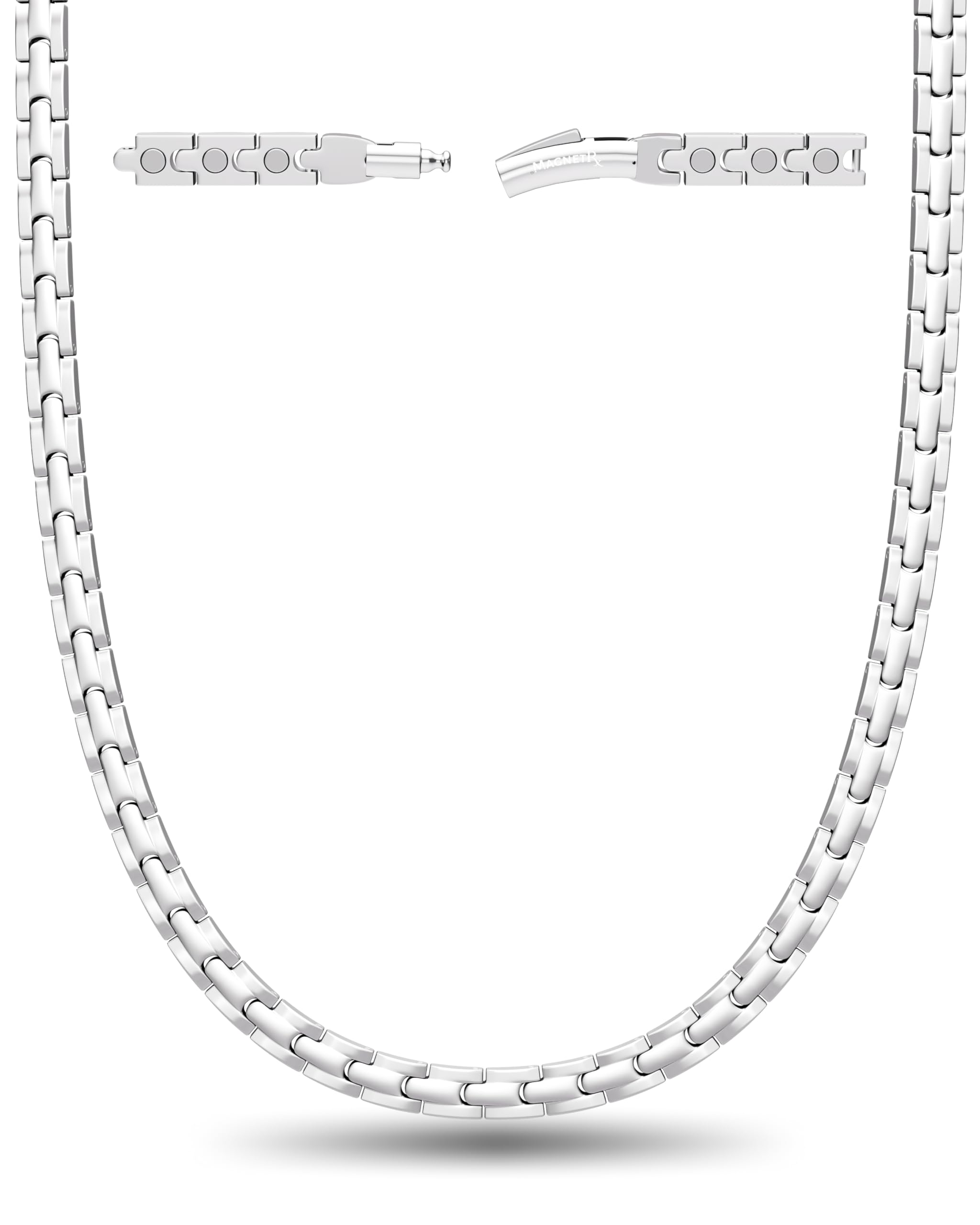 MagnetRX® Collar Magnético Terapéutico de Titanio - Collar Mujer y Hombre con Imanes Magnetoterapia para Alivio Natural de la Artritis, Dolor de Cabeza, Espalda, Hombro, Migrañas