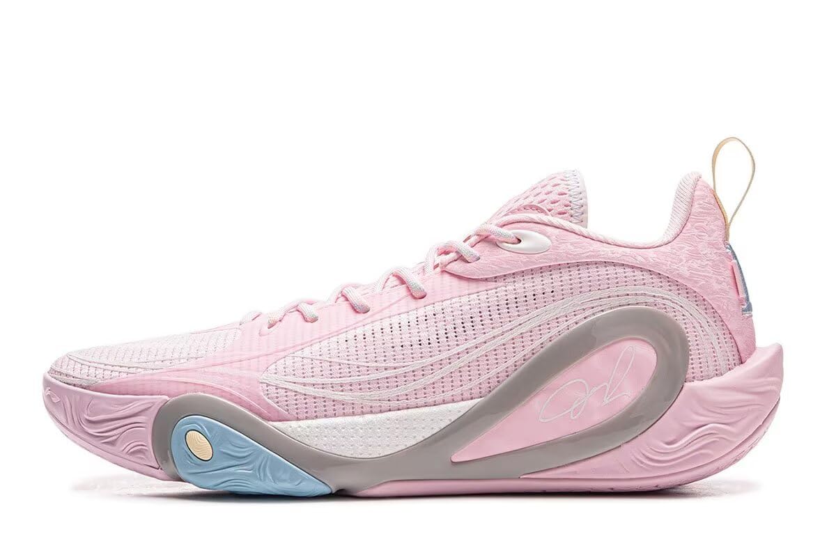 LI-NING Wade DLO Men's Basketball On-Court Shoes Lightweight High-Rebound Anti-Slip Professional Sneakers for Training Sports Competition New Cherry Blossom 12