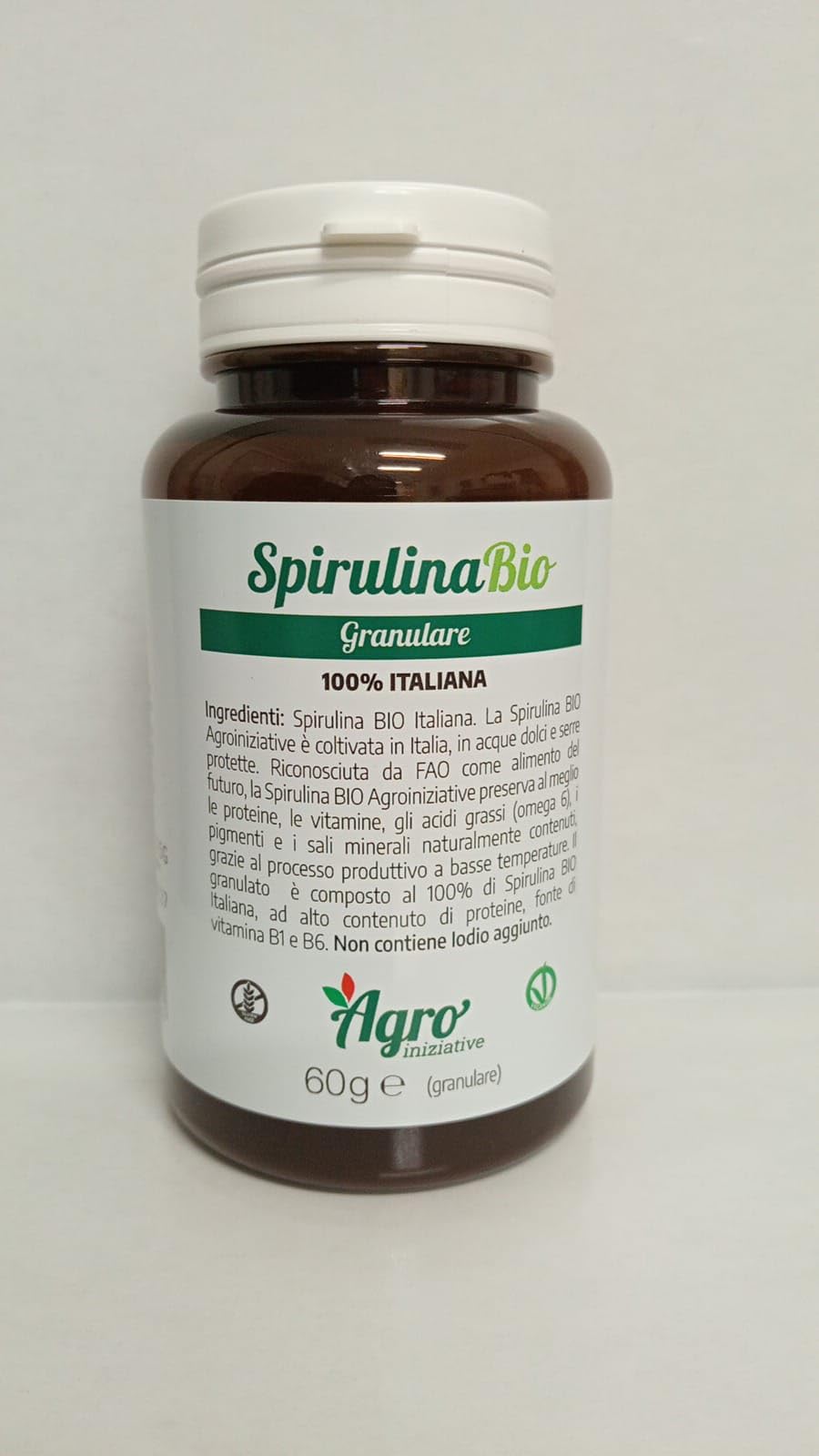 AGROINIZIATIVE - Spirulina Biologica Granulare Naturale Made in Italy, Superfood Ricco di Proteine Ferro e Vitamine, Integratore Vegano Energia, Detox e Benessere