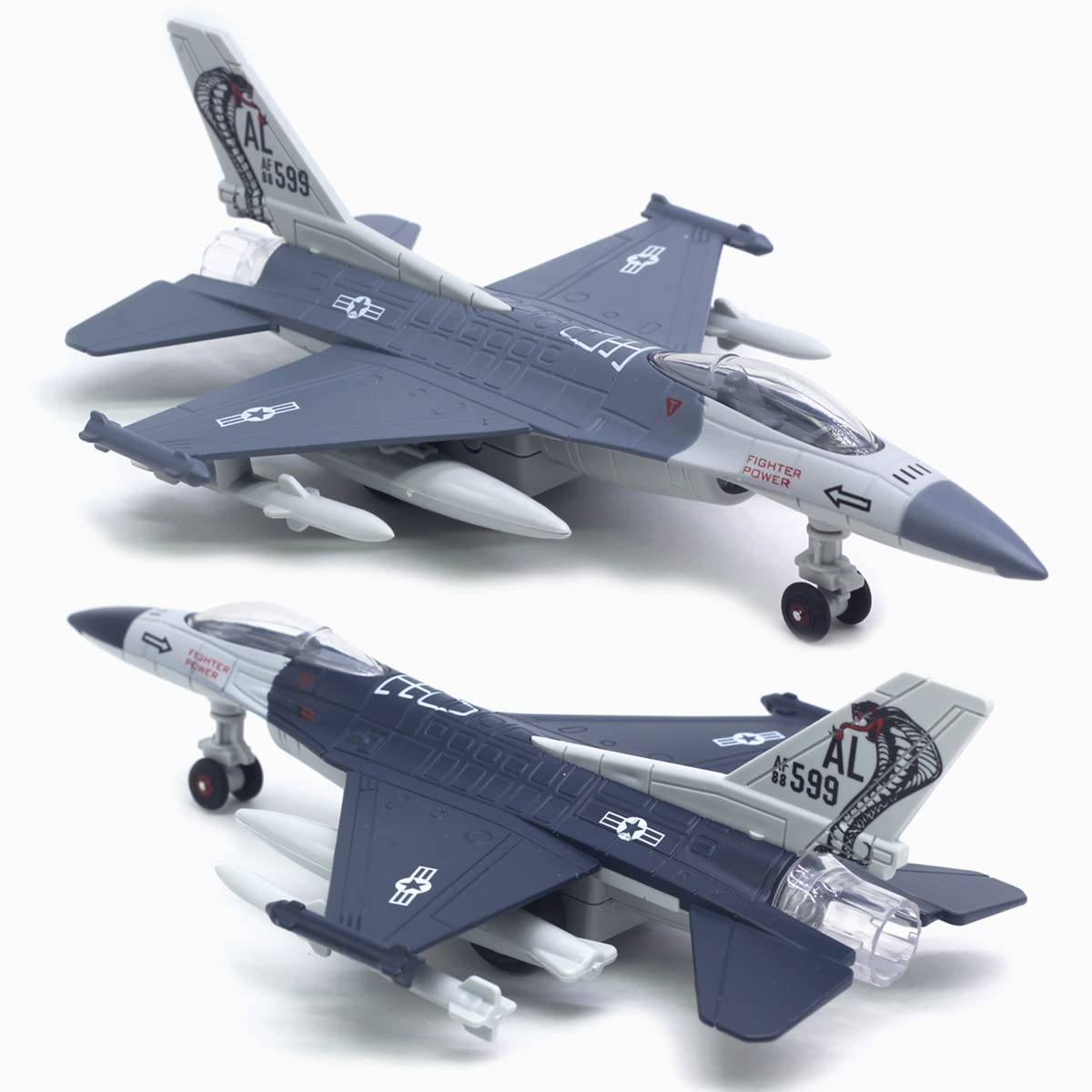 Modello di aereo in lega — Jet da combattimento F-16, aereo militare in lega, regalo di compleanno per ragazzi, modello militare da collezione (base inclusa)
