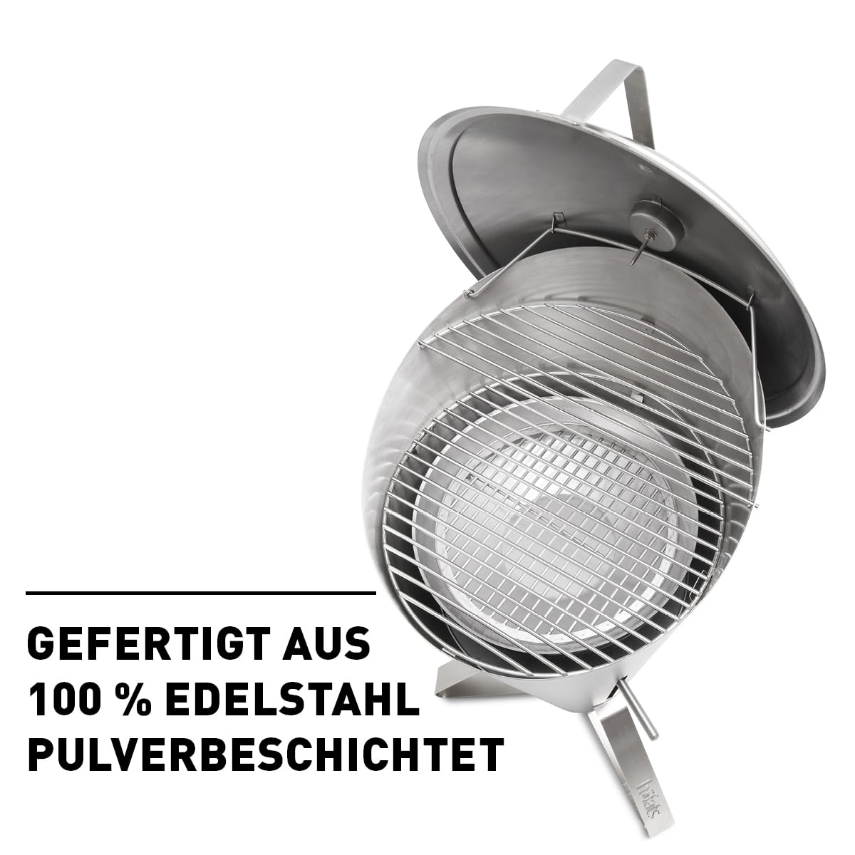 höfats - CONE Holzkohle Grill und Feuerkorb mit Deckel und Thermometer - stufenlose Regulierung der Hitze und Luftzufuhr - Grillen auf zwei Ebenen - Design-Grill aus Edelstahl