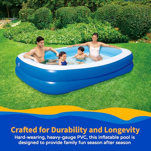 Image of Inflatable 103-in x 69-in x 22-in Deep Rectangular Family Pool with Cover