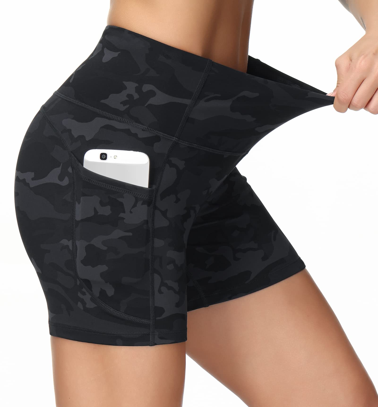 Dragon Fit Womens Yoga Shorts with Pockets High Waist Workouts Shorts Tummy Control Yoga Pants for Running Gym Fitness