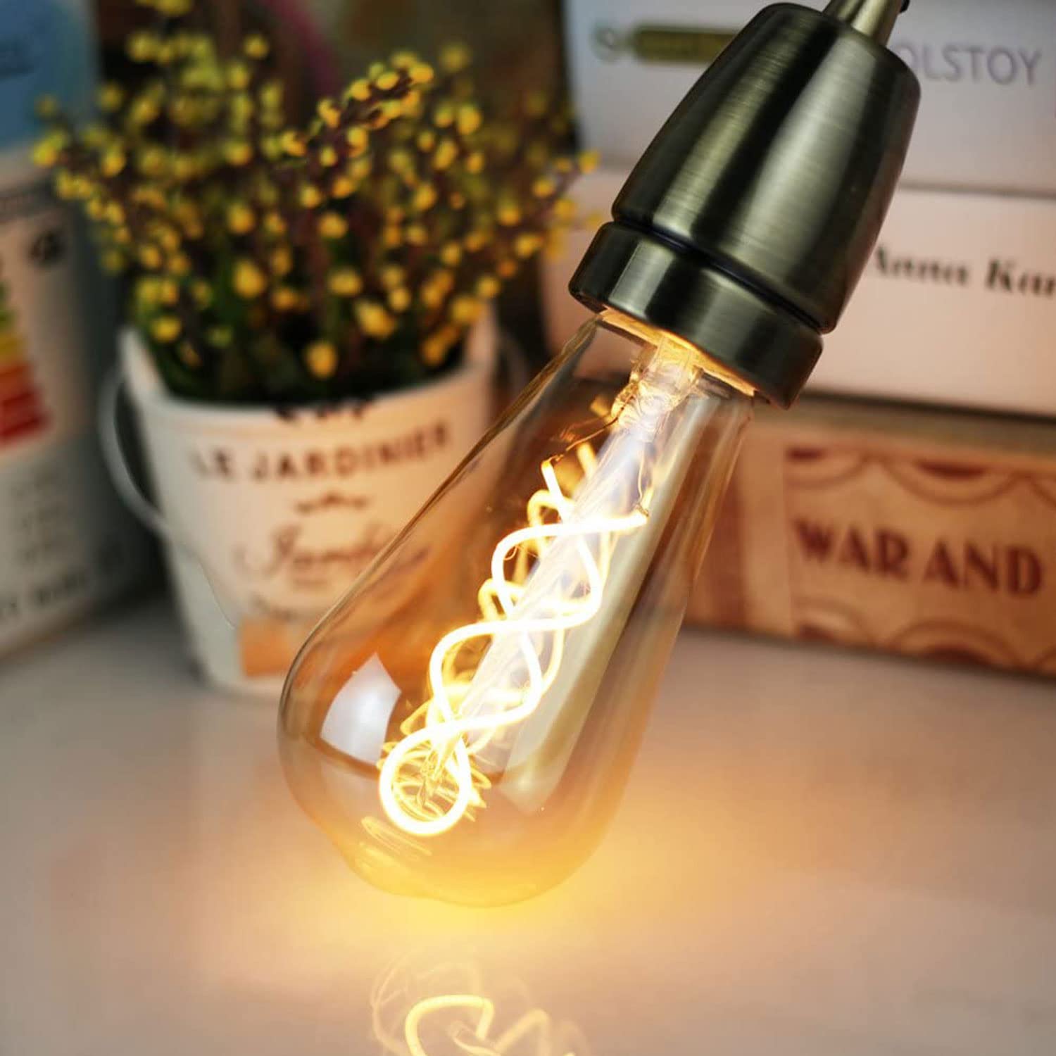 Edison Vintage Glühbirne E27 4W Dimmbar LED ST64 - Bernstein, 6 Stück