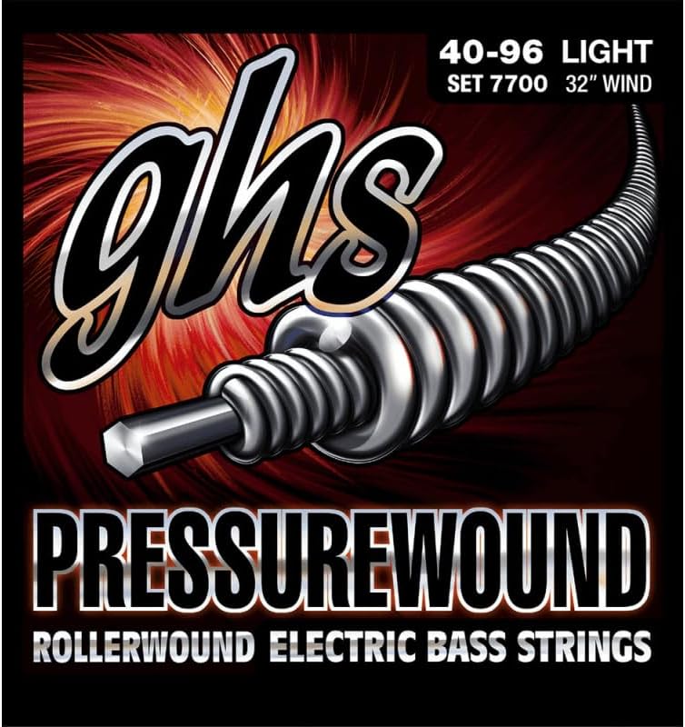 GHS STRINGS 7700 SET - PRESSUREWOUND 4-STRING BASS SET - SHORT SCALE - LIGHT GAUGE 40-96