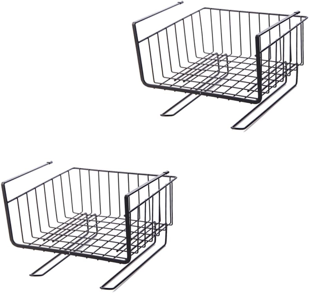 CIYODO Under Shelf Basket Black Hamper Storage Rack Black