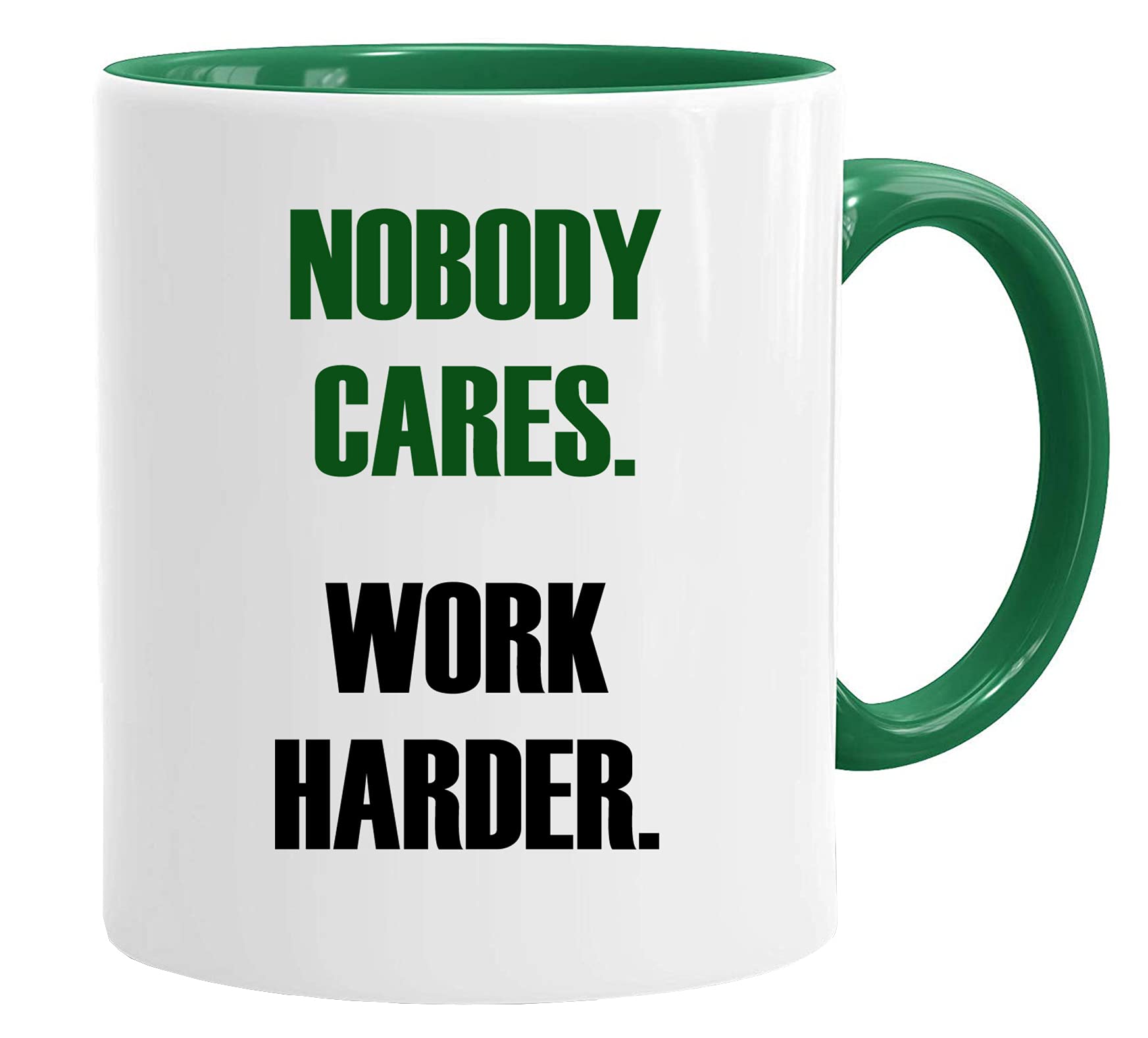 Acen Merchandise Women's White Nobody Cares Work Harder Mug - Birthdays Christmas Funny Gift Presents Celebration Novelty Old Large Heavy Duty Handle Dishwasher/Microwave Safe