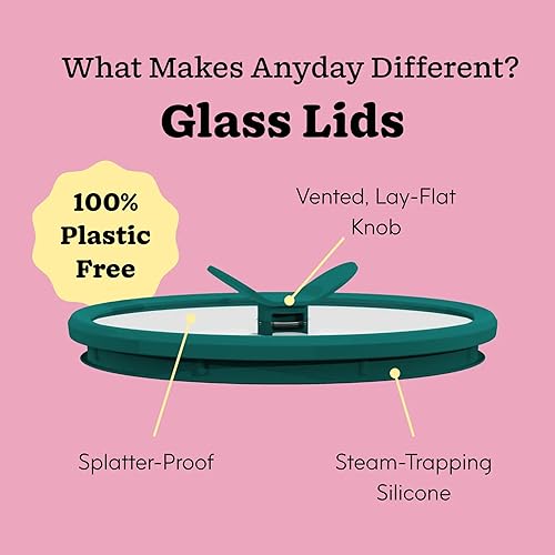 Miniatura 7 de Recipiente de almacenamiento de alimentos de vidrio Anyday de 8 tazas con tapa de vidrio, plato hondo redondo | Preparación de comidas sin plástico