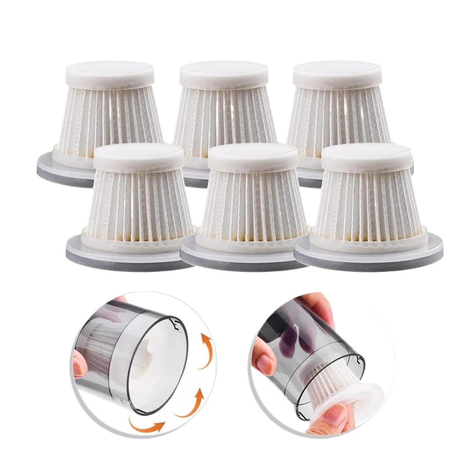Paquete De 6 Filtros Lavables Reutilizables Compatibles Con Aspiradoras De Coche Inalámbricas, Accesorios For Aspiradoras De Mano Reutilizables