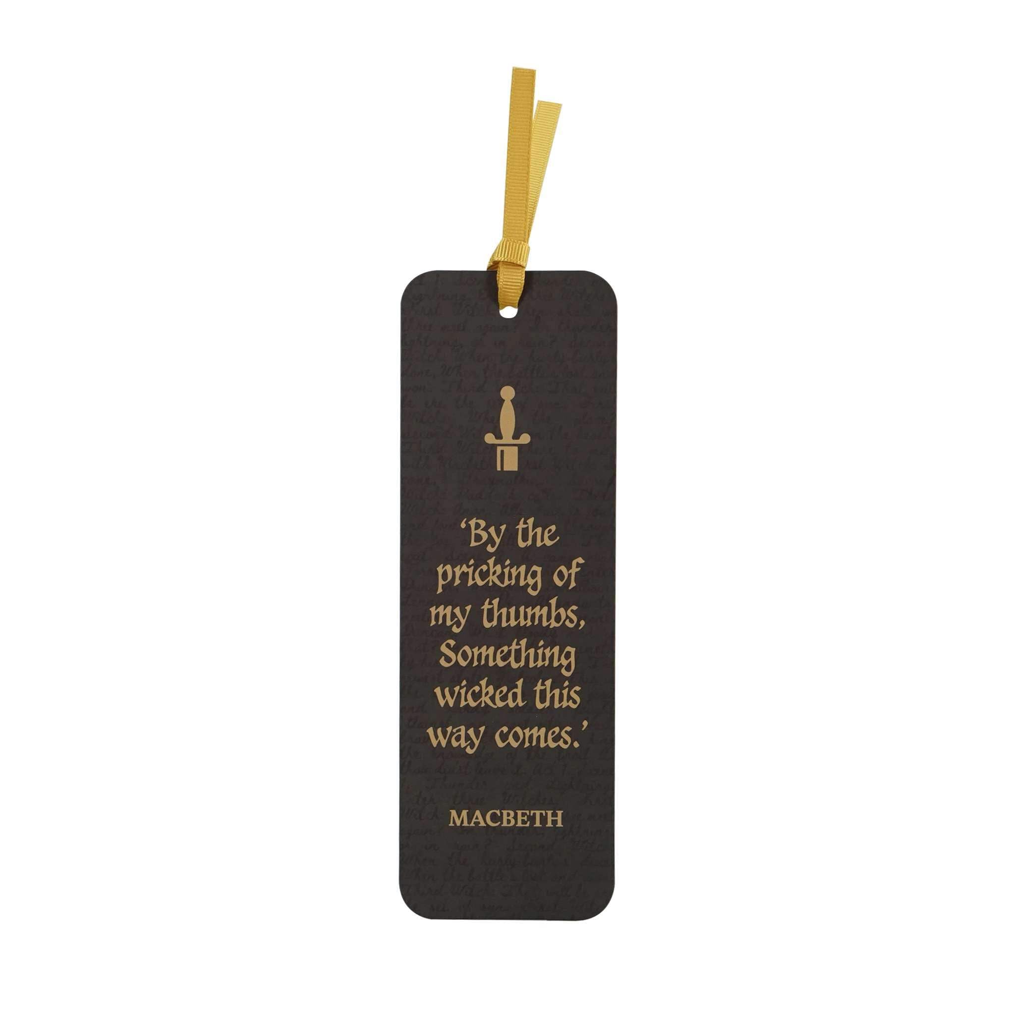 Half Moon Bay Pricking of My Thumbs Shakespeare Macbeth 7 x 2.3 Inch Black and Gold FSC Paper Bookmark Place Keeper
