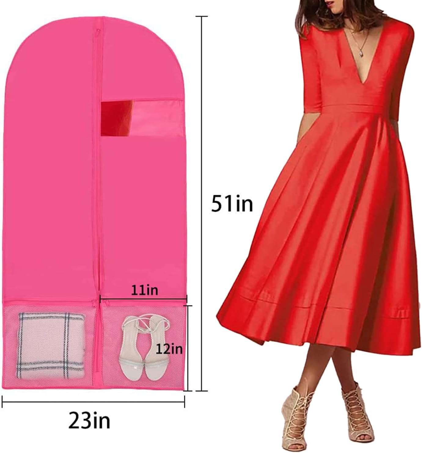 Kernorv 5PCS Fundas de Ropa Cubierta para Carril de Ropas Rosa Protector Funda Ropa Funda Traje para Almacenar Ropa, Trajes, Vestidos, Pantalones