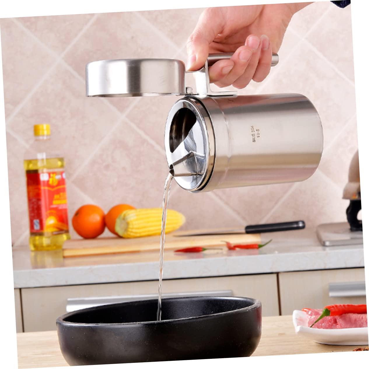 LIFKOME Botella Dispensadora De Aceite De Cocina Recipiente Para Vinagre y Salsa De Soja Aceitera Práctica Para Cocinar Restaurantes y Barbacoas Dispensador De Aceite