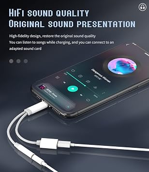 Lightning to 3.5mm Splitter Dongle Charger Cord(2 in 1)iPhone AUX Adapter for Headphone Jack Cable Audio Apple MFI Certified for 11 12 13 14 Pro Max 7 8 Plus X XS XR Music Earphone Charging Converter