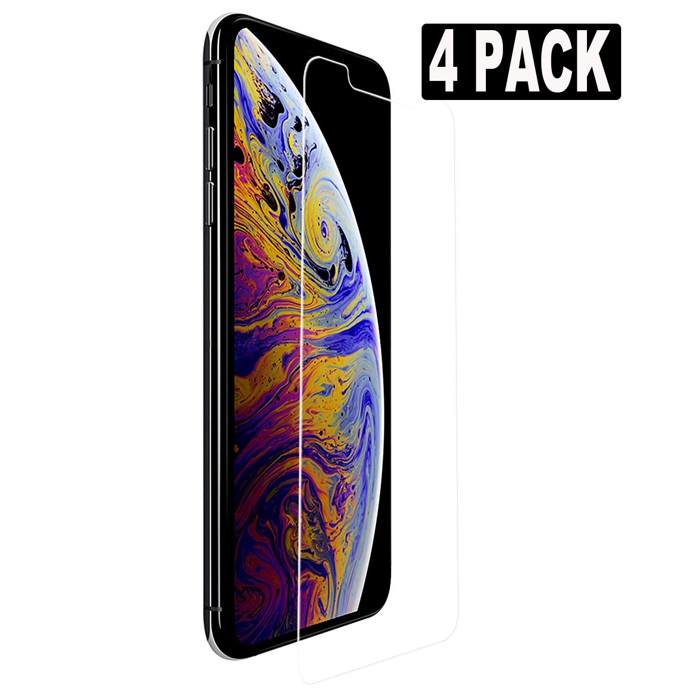Glass Screen Protector for iPhone Xs/S(5.8 Inch) 2018 (4-Pack) Tempered Glass with Touch Accurate and Impact Absorb for iPhone Xs/S [Fit with Most Cases]