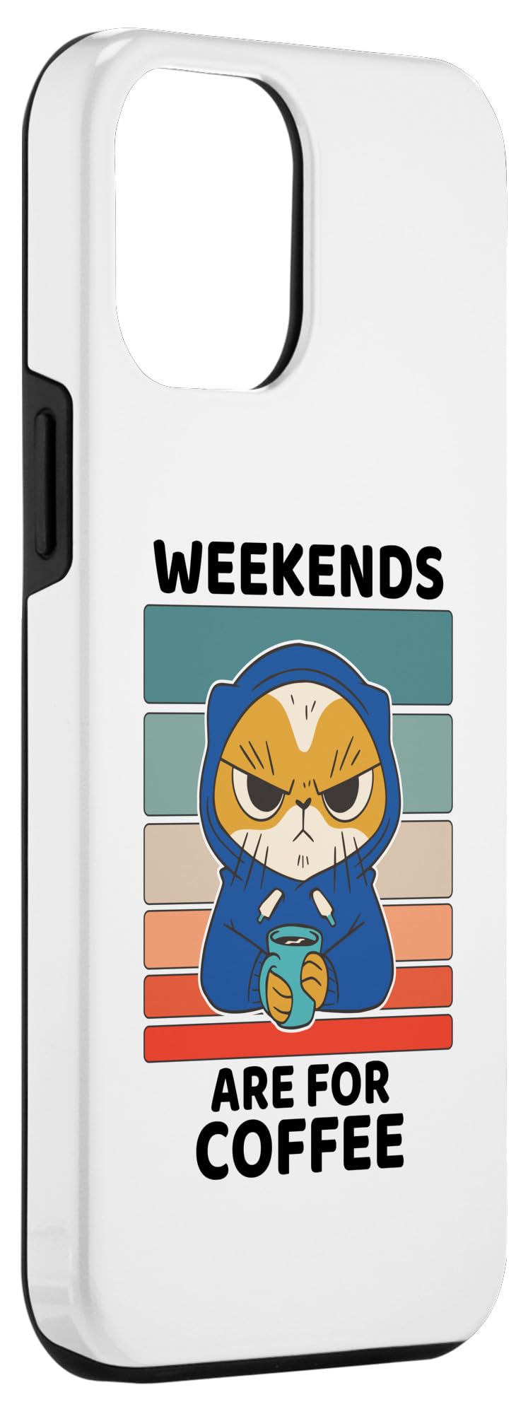 iPhone 14 Pro Max Retro Angry Cat Lover Weekends Are For Coffee Lover Case - Image 3