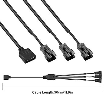 GINTOOYUN 2 Pack 1 To 4 ARGB 5V 3 Pin Female To Four SM 3 Pin