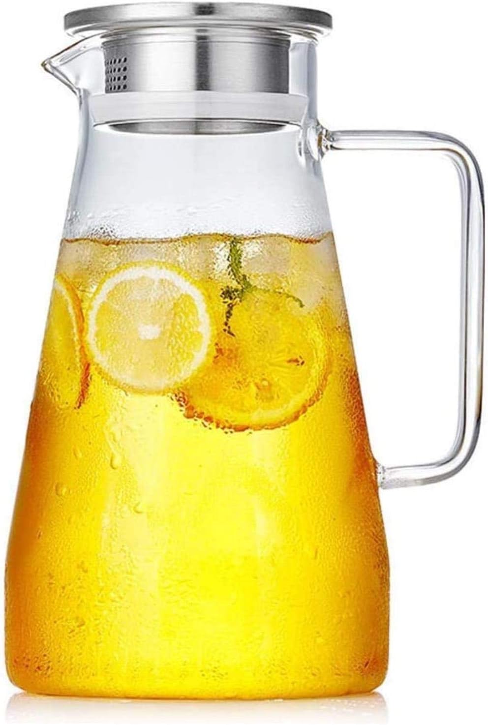 Amazon｜ティーポット 蓋アイスとハンドルホウケイ酸耐熱ガラスジャグワインコーヒー牛乳やジュース飲料カラフでスパウト付きウォータージャグ