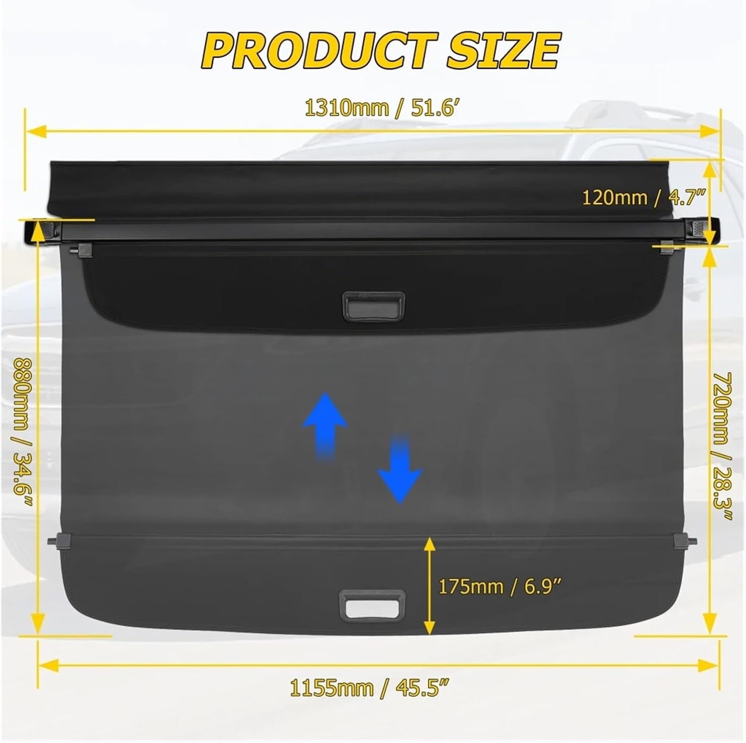 Rear Trunk Storage Rack Luggage Cargo Cover Privacy Security Shield Retractable Curtain Block UV Compatible with Subaru Outback 2010-2024(for 2015-2019)