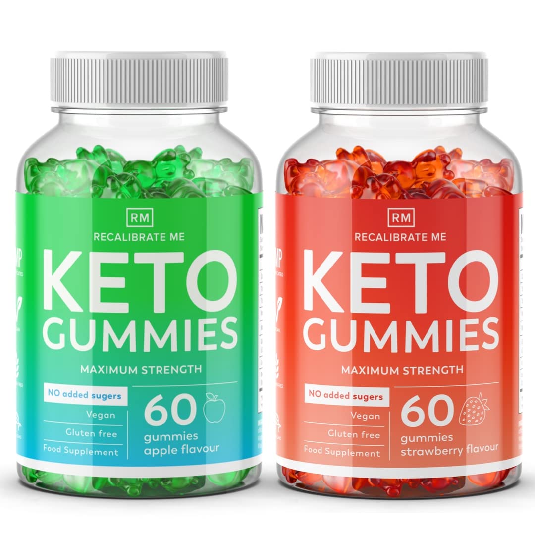 RECALIBRATE MEKeto Gummies Weight Loss Support – No Added Sugars – Twin Pack - Apple and Strawberry Flavour – Vegan and Gluten Free - 60 Gummies