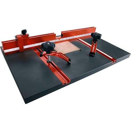 O'SKOOL Drill Press Table with Adjustable Aluminum Fence, Flip Stop, and Replaceable Insert – Fits 12-Inch and Larger Drill Presses – 23-5/8" x 15" x 1" MDF Work Surface