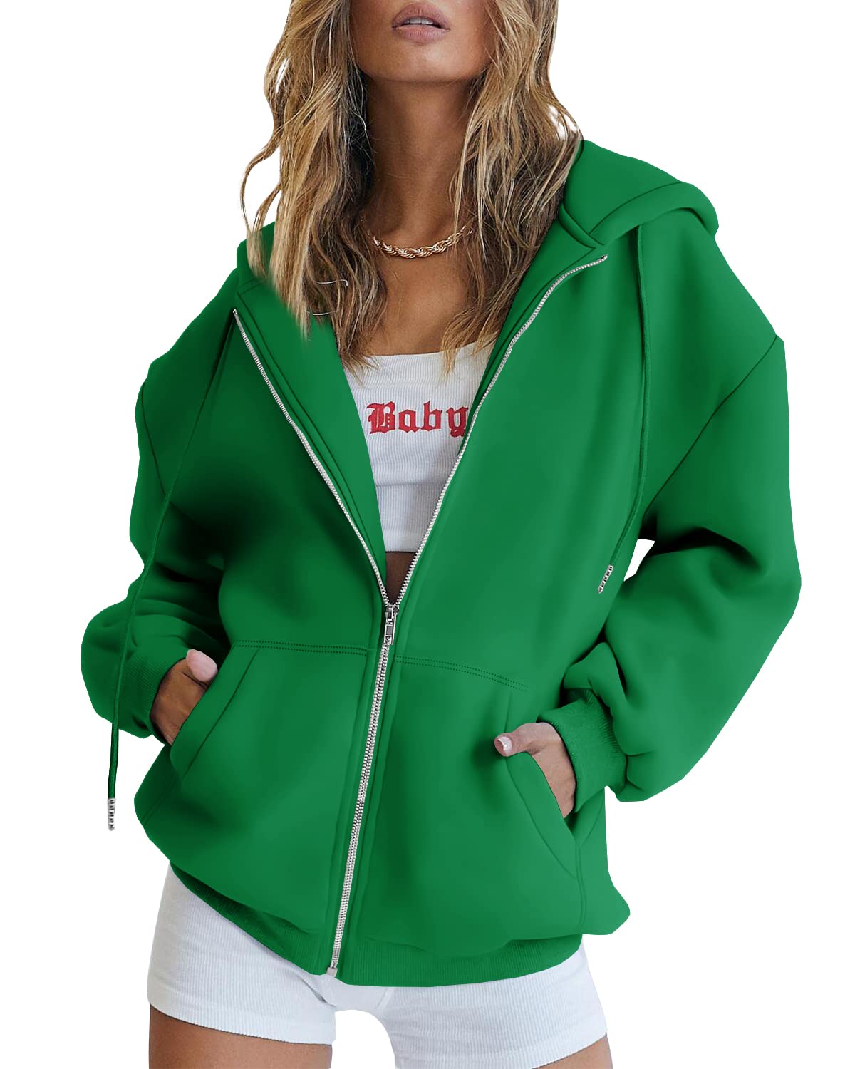 Ponadwymiarowa bluza damska 2024 jesienna kurtka polarowa śliczne bluzy z kapturem pulower topy z kapturem nastolatka na co dzień luźny krój zamek błyskawiczny Y2k modna moda ubrania na siłownię