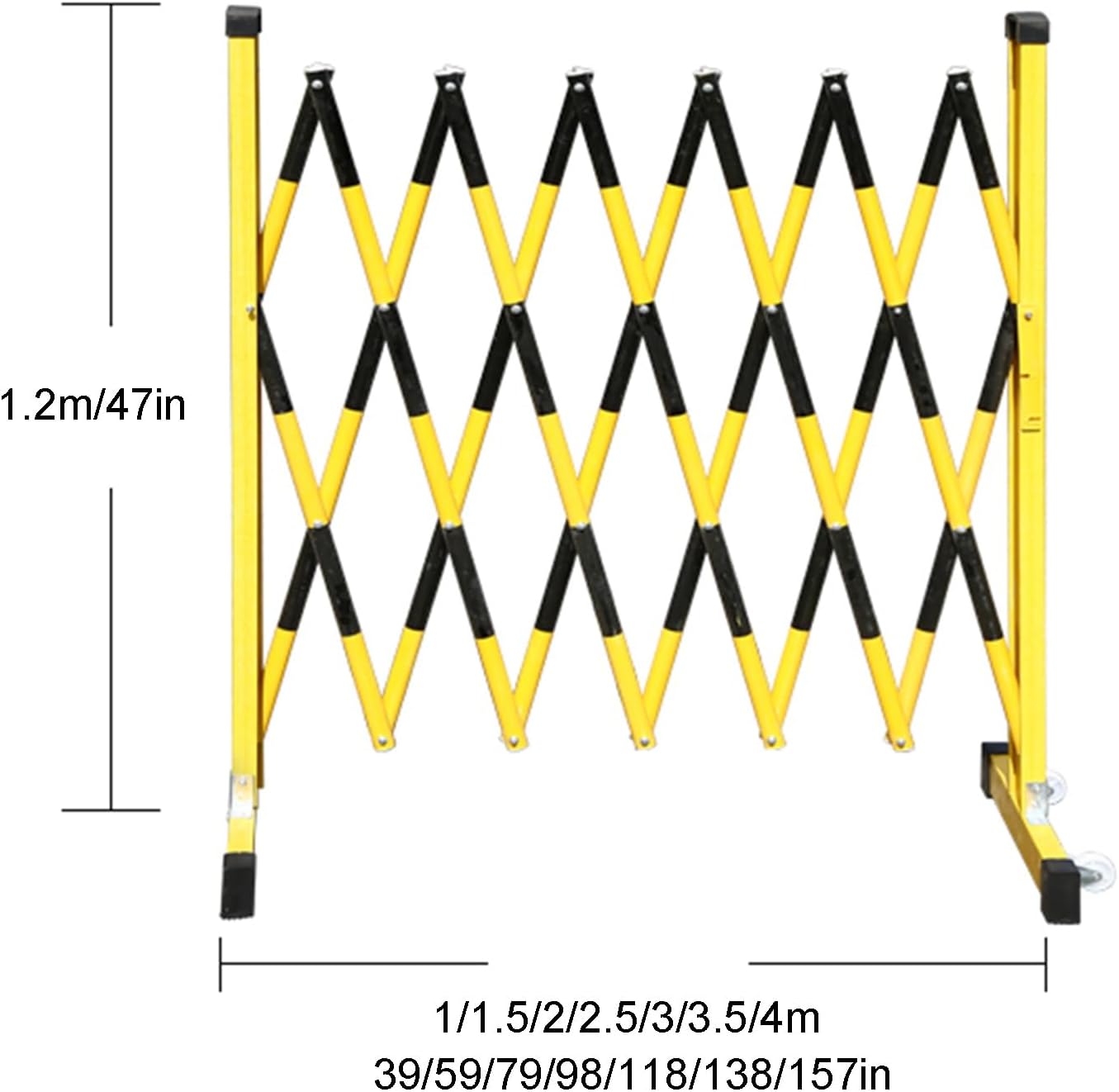 Traffic Barricade, Expandable Red and Black Mobile Parking Barrier, 3.9ft Tall Retractable Traffic Fence, Folding Security Gate for Road Construction Garage，Black 47x39in image 5