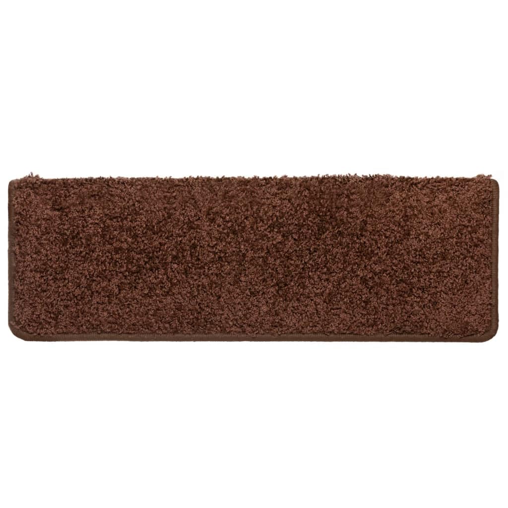 Maty na schody, 10 szt., 65 x 21 x 4 cm, brązowe, prostokątne krawędzie, materiał, ochraniacze na schody z dwustronnymi taśmami samoprzylepnymi, antypoślizgowe, do wnętrz, nakładka na schody