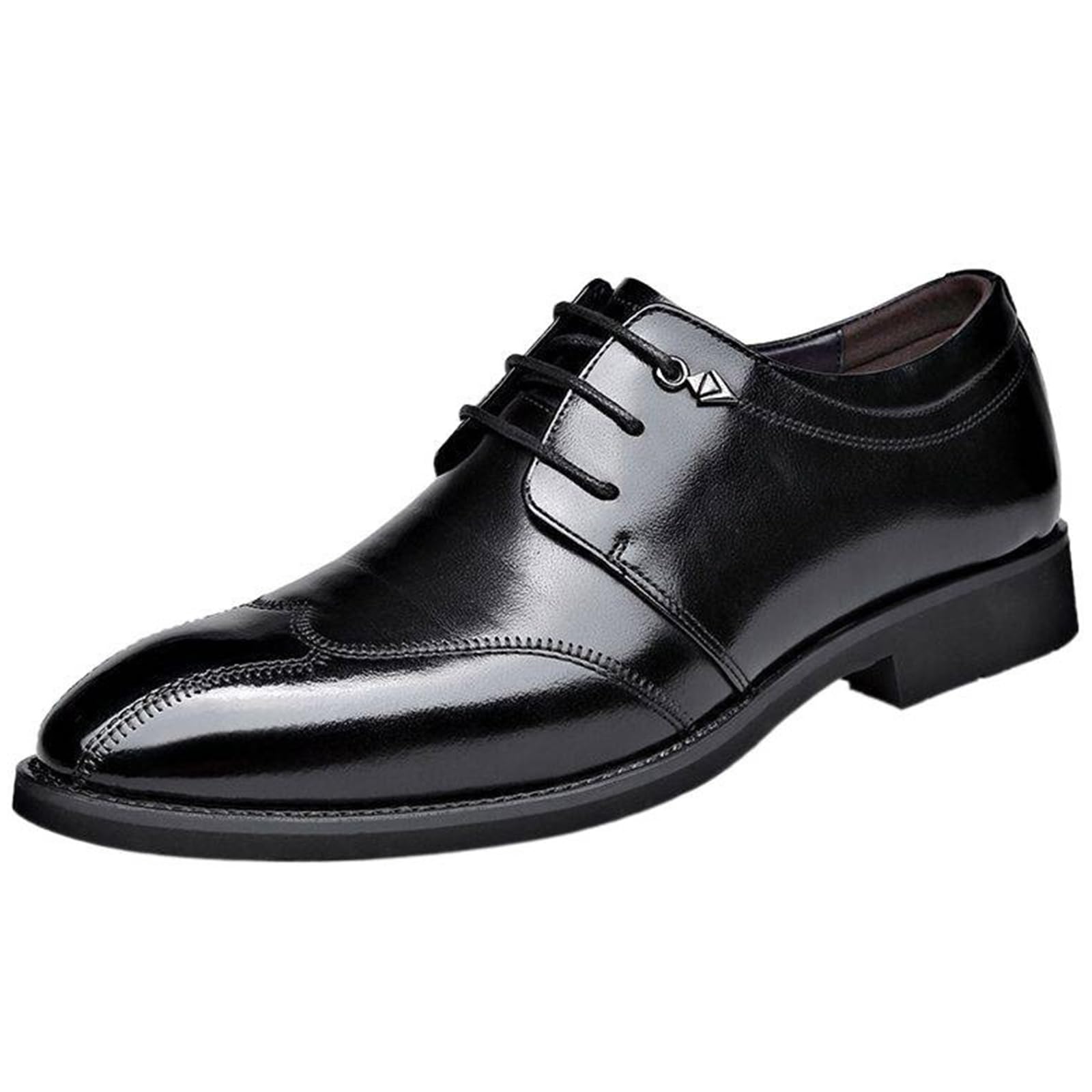 Mens British Style Dress Shoes Retro Pointed-Toe lace-up Oxford Shoes Comfortable Breathable Wedding Suit Shoes