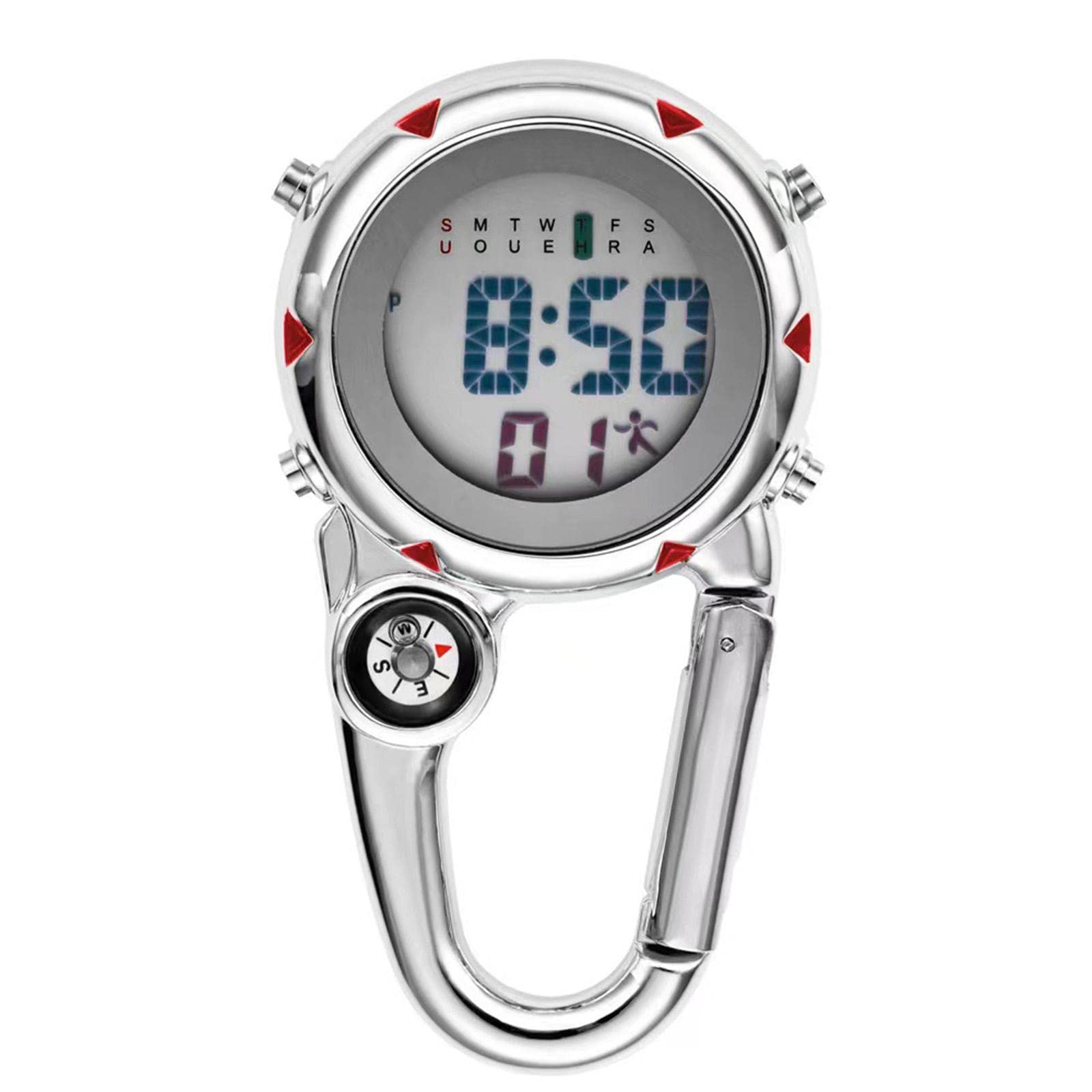 Harilla Digitale Uhr mit Karabinerhaken, Rucksack, Taschenuhr für Männer und Frauen, leicht ablesbar, mit Wecker, elektronische Uhr, genau für, Black
