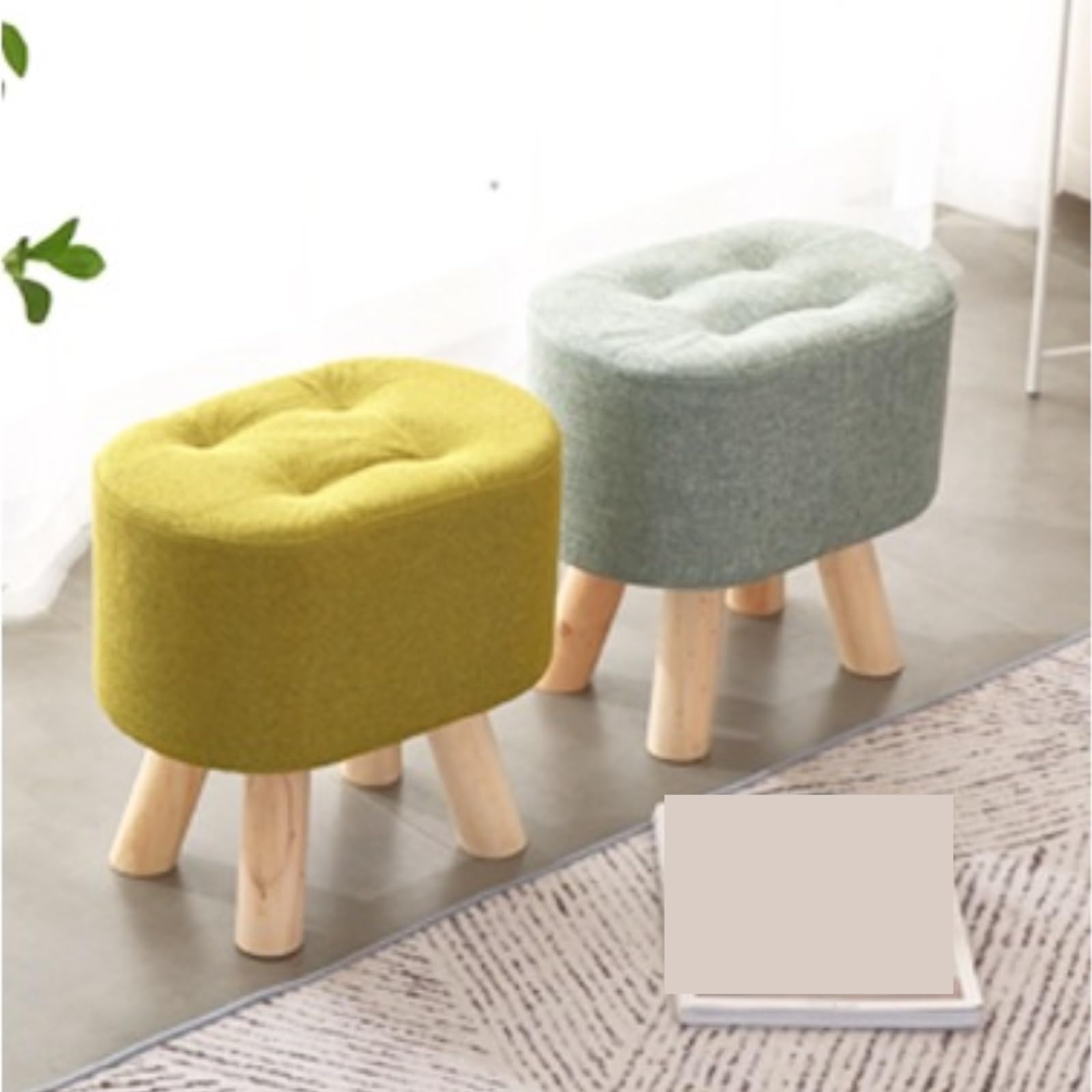 Ottomana Salón Reposapiés Tapizado En Lino Y Algodón For La Entrada del Salón Asiento Extra(Gray)