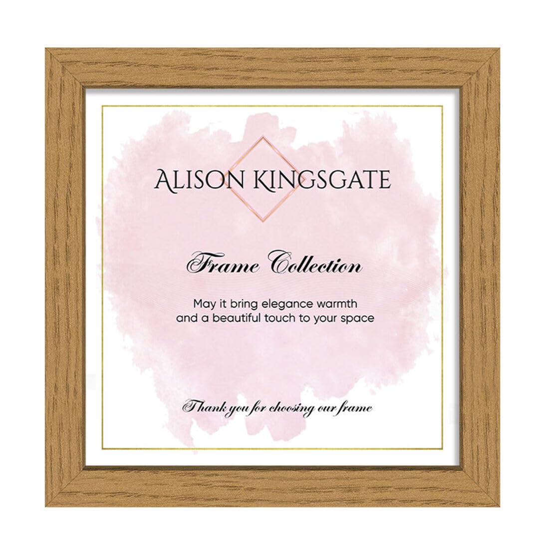 Alison Kingsgate 9X9 Oak Thin Photo Frame-Engineered Wood Picture Frames with Shatterproof Perspex - Ideal for Certificates & Artwork-Wall Mount or Tabletop - Multiple Sizes & Colours Available โ image 1