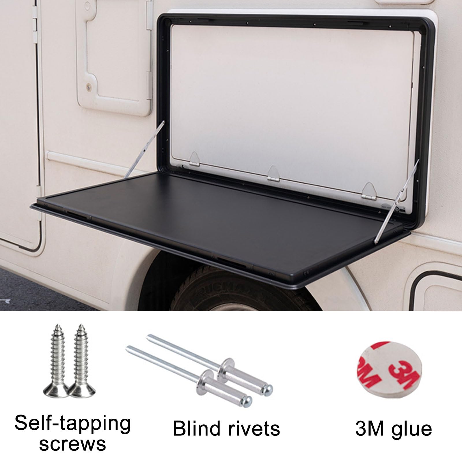 Tavolo Ribaltabile da Parete, Tavolo da Picnic Esterno per Camper, Tavolo da Parete Pieghevole in Lega di Alluminio Premium con Serratura(Black,80 * 45cm/31 * 18in)