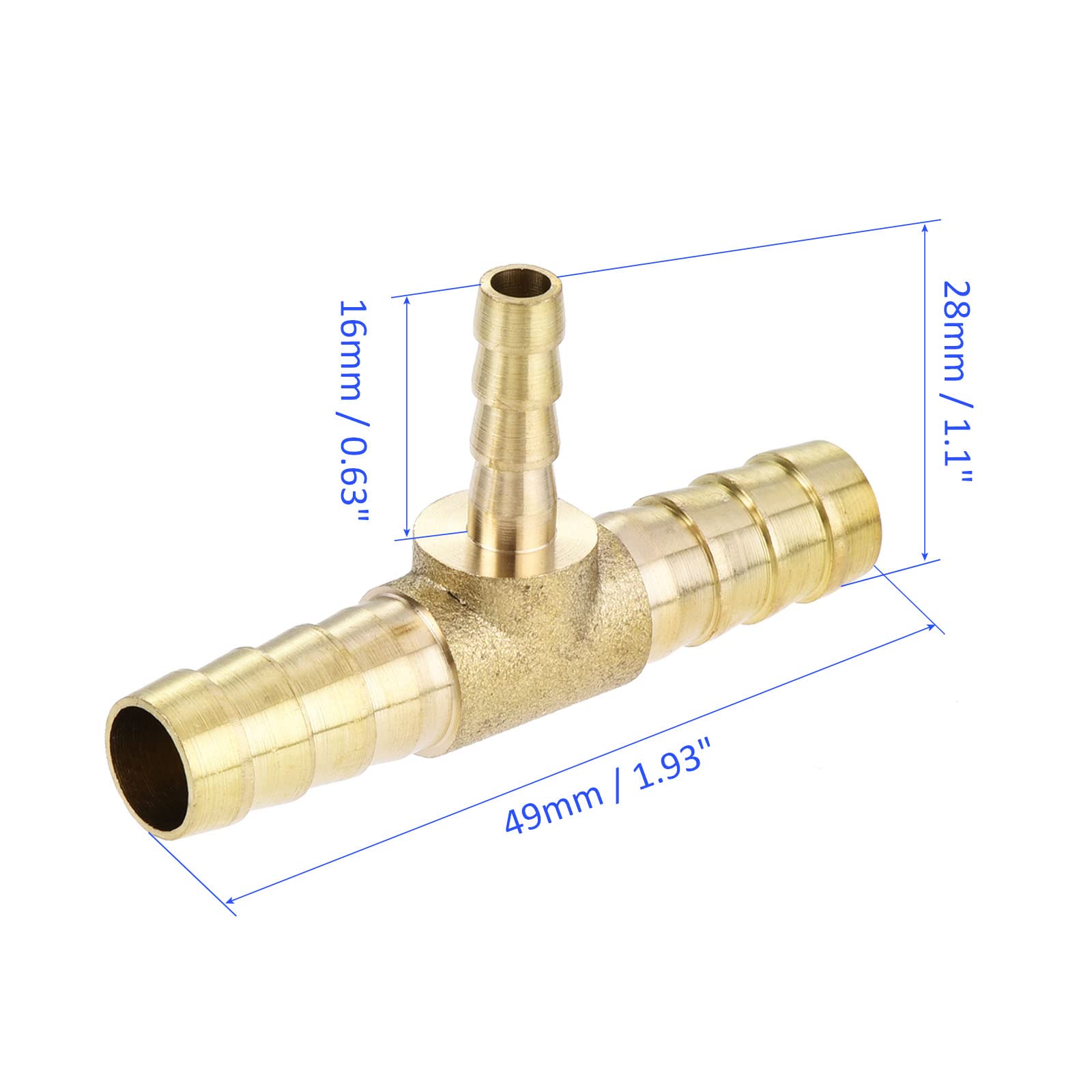 M METERXITY Barb Hose Fittings - 5/16" x 5/16" x 3/16" Brass Hose Fitting Pipe Connector Apply to Water Fuel (T Shaped 3 Way) - Image 3