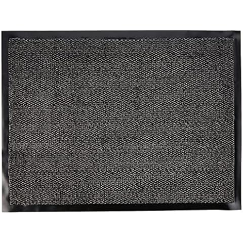 JVL Grey Black Heavy Duty Barrier Door Floor Mat, 60 x 80 cm Cover