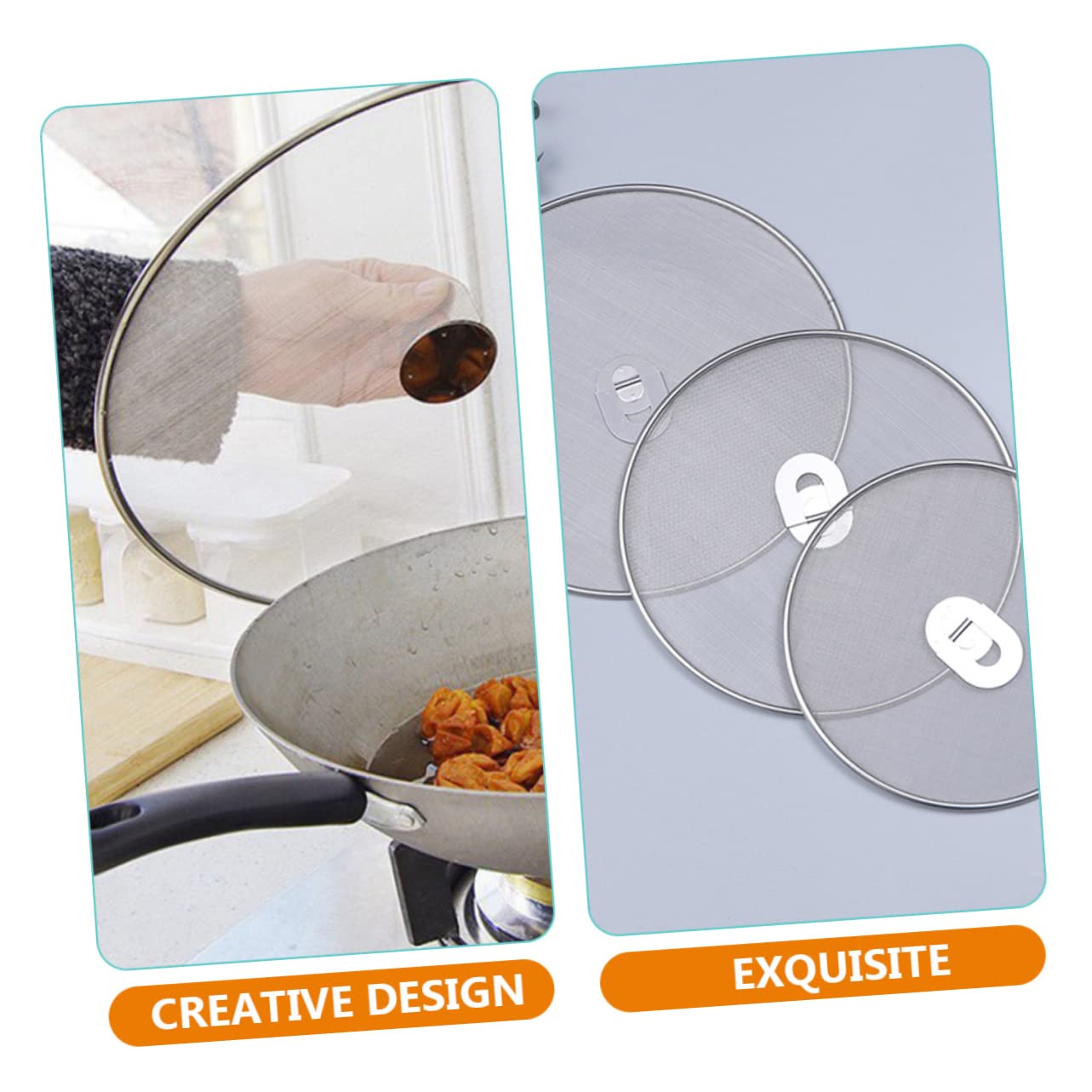 FUNOMOCYA 3pcs Stainless Steel Pot Splatter Screen Grease Guards for Frying Pan Cooking Reusable Oil Proofing Mesh Covers for Kitchen Use