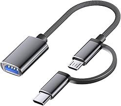 iJiZuo 2 in 1 OTG Adapter USB C/Micro to USB, USB C to USB Female Adapter Cable Compatible with iMac Android Google Samsung Galaxy and Plus, Grey