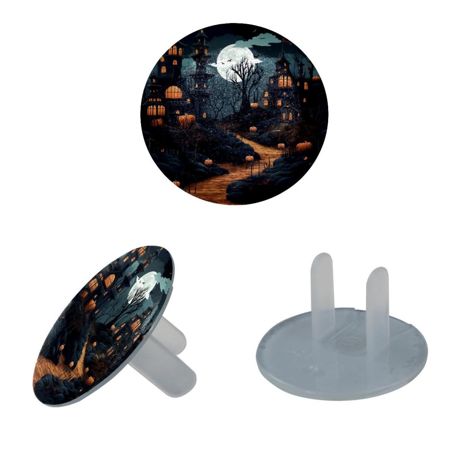 24 Packs Baby Child Proofing Outlet Covers Halloween Castle Safety Socket Caps for Electrical Power Wall Plates