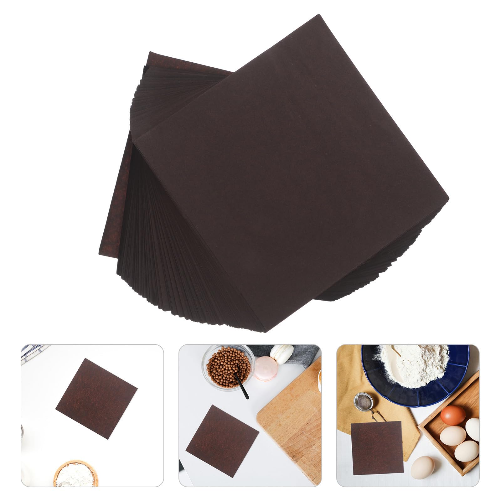 BETOOKY Papel Pergamino para Hornear Café sin Blanquear, 500 Hojas Precortadas Liberación Mate Suave para Freidora de Aire y Parrilla Bbq