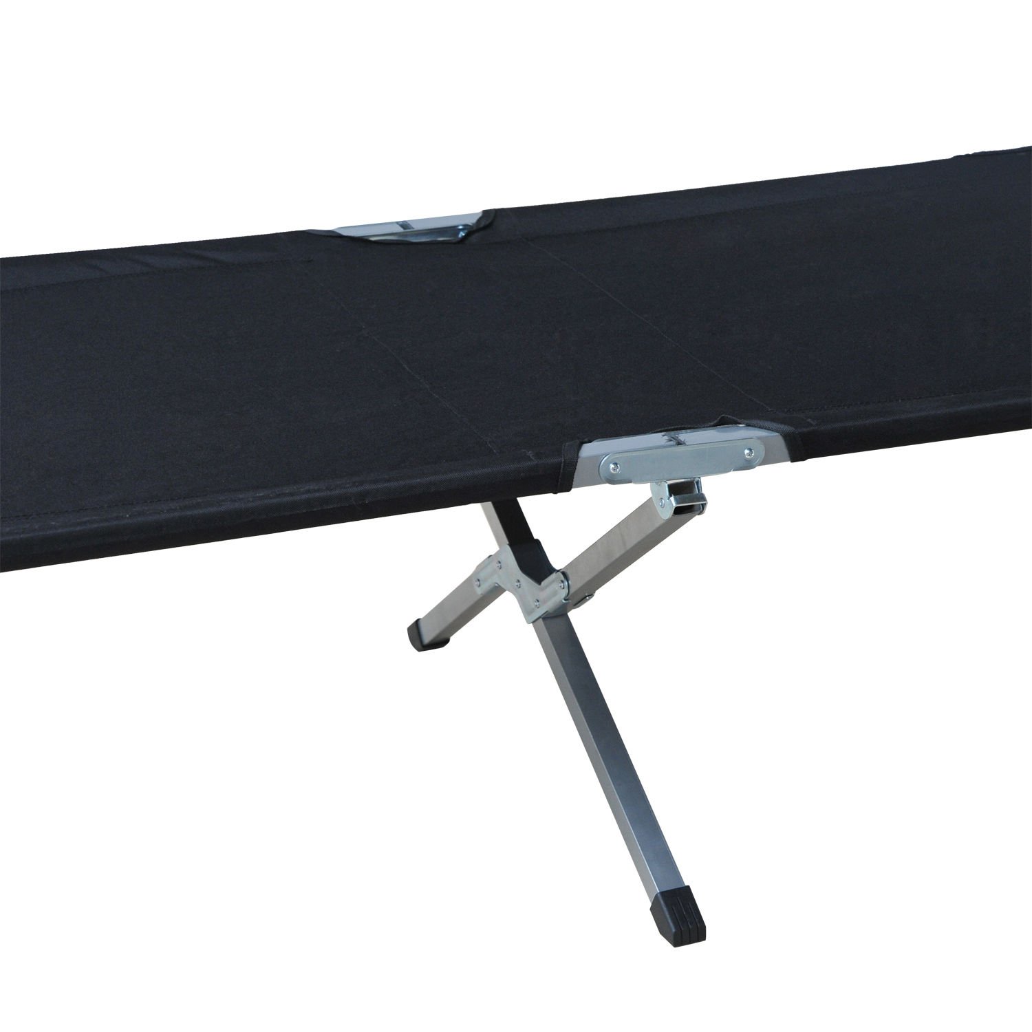 Outsunny Cama de Camping Plegable Cama de Acampada de Tela Oxford 600D con Marco Metálico Carga 136 kg para Playa Senderismo 193x64x40 cm Negro