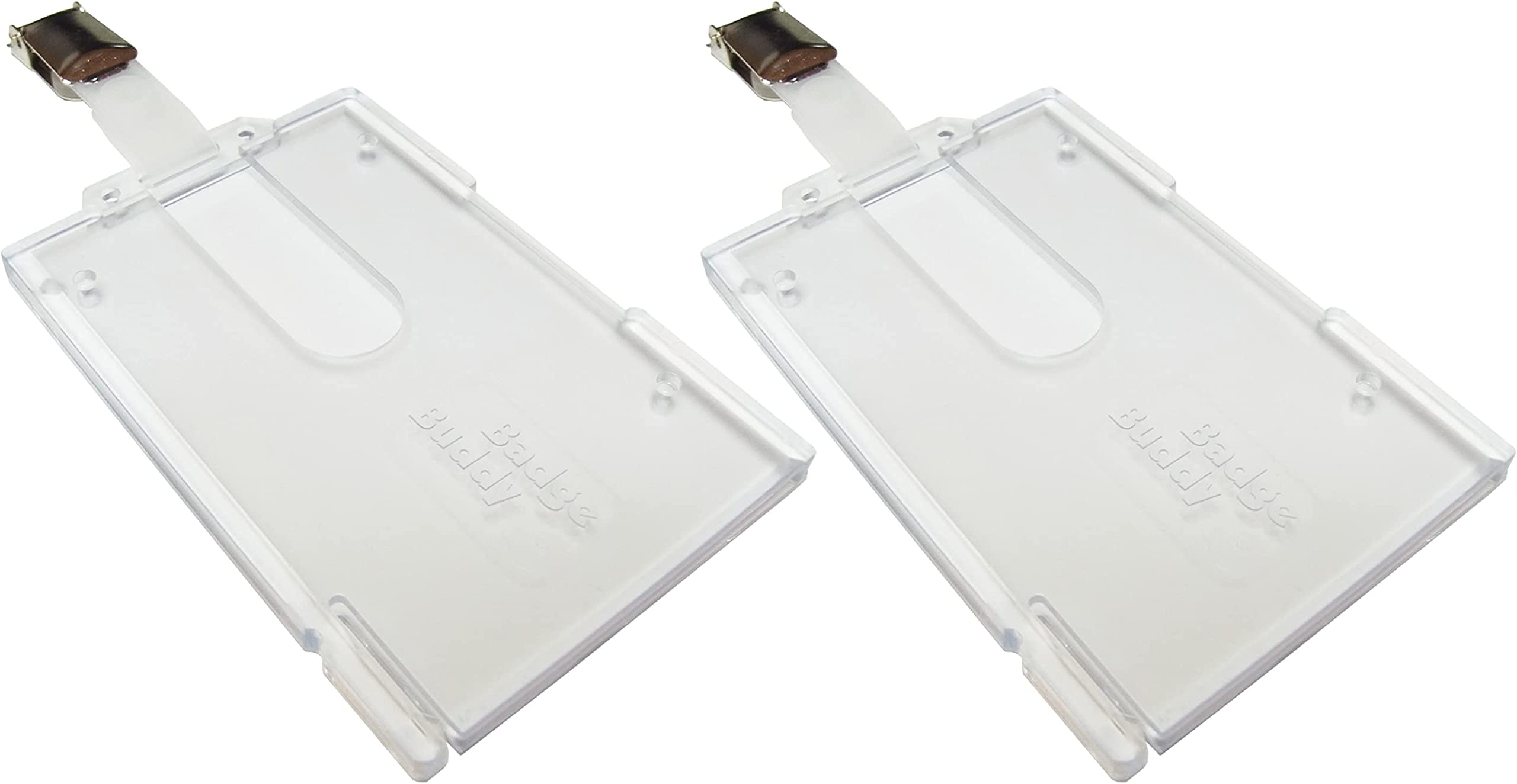 PCL Media ltd 2 x Badge Buddy ID Card Holder with ID Crocodile Badge Clip Portrait Double Identity ID Card Pass Badge Holder Double ID Card Holder PCL Media ltd