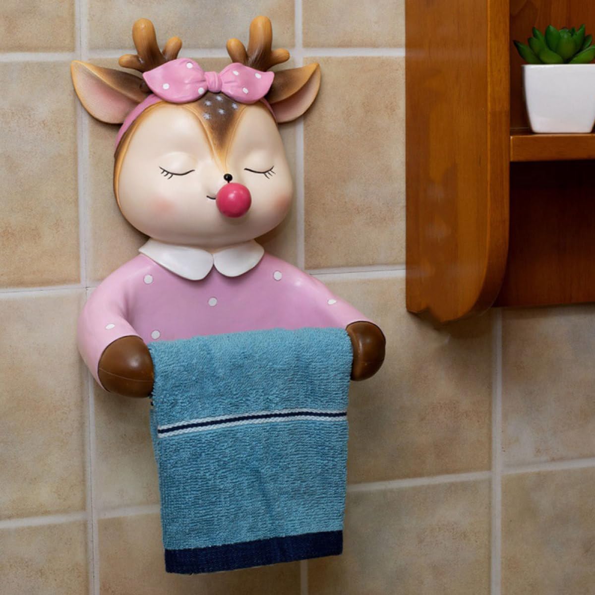 Portarrollos de Papel Higiénico Ciervo Rosa de Resina para Pared