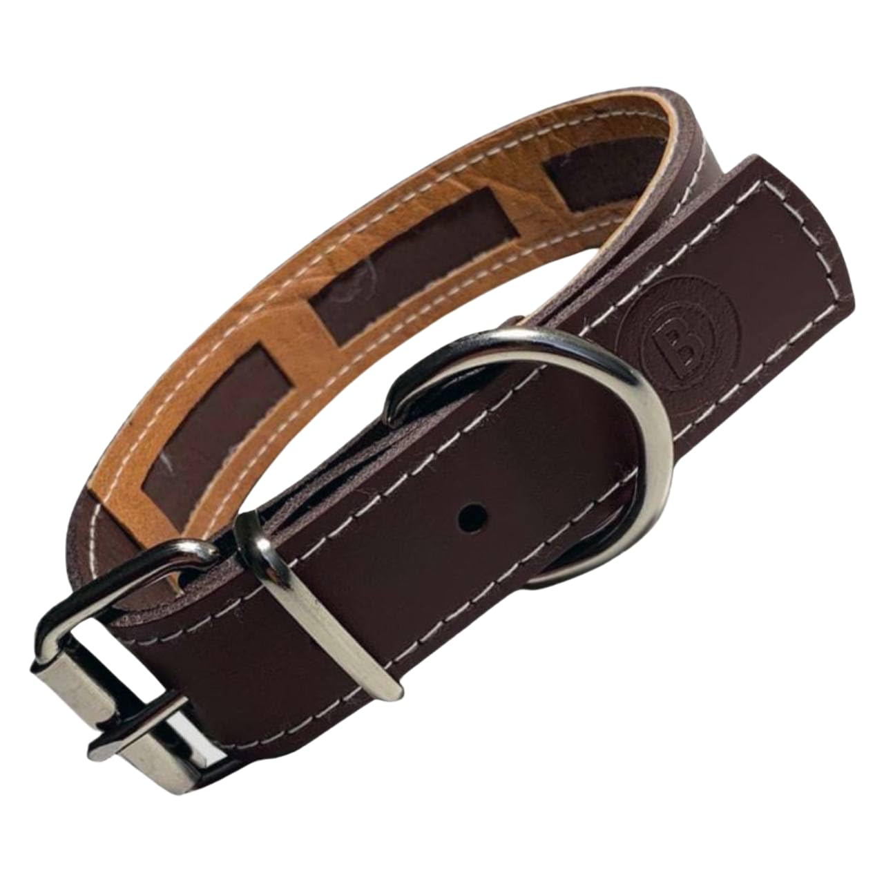 BUYWITHLOVE Collar Perro Cuero Que Protege Collar Antiparasitario Perros – Collares para Perros Que Resguarda Collar Antipulgas Perros – Piel Hecho a Mano (Marrón, M: Ajustable 30-41 cm, Ancho 3 cm)