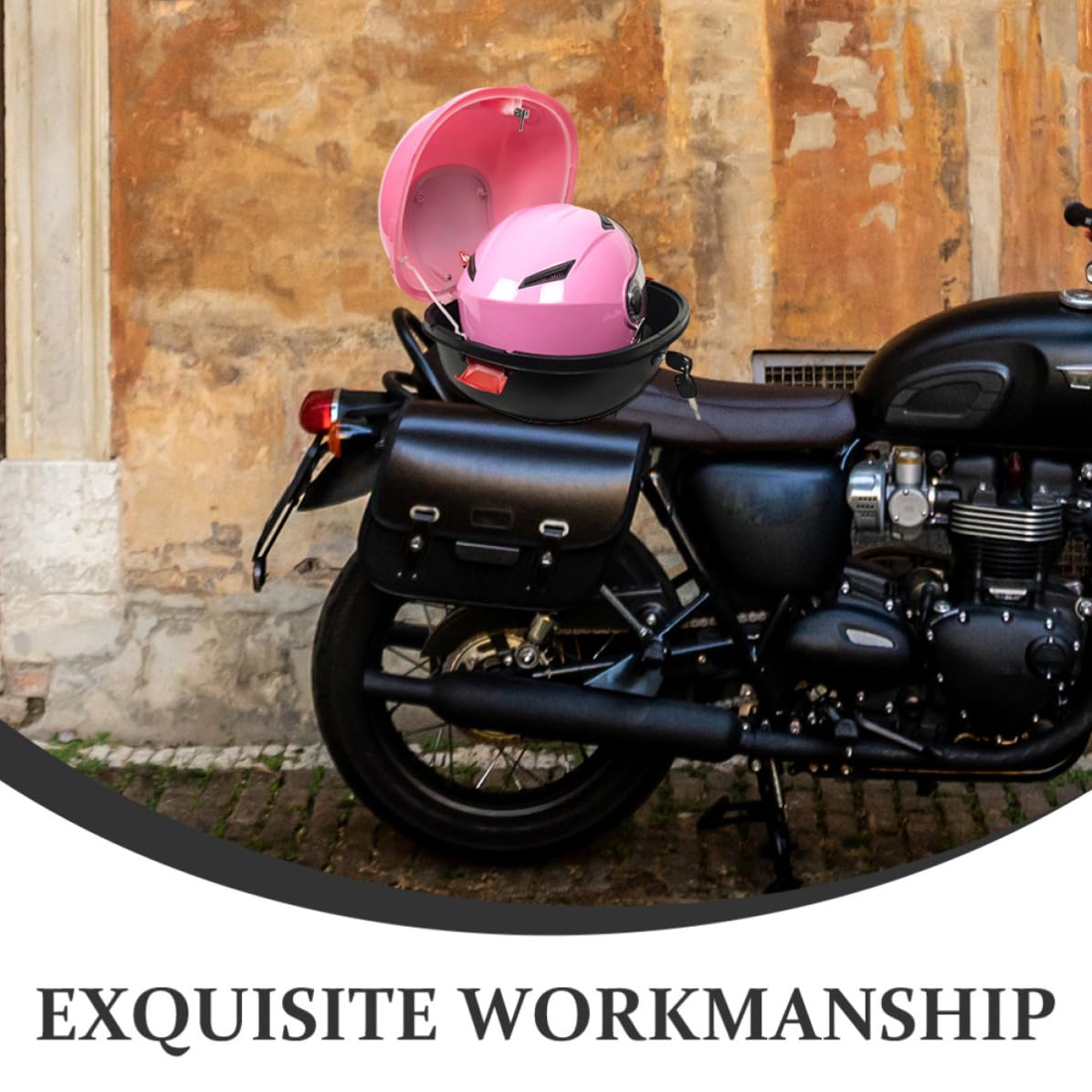 TOYANDONA Baúl Superior para Motocicleta de Material PP con Soporte para Maletero, Resistente al Desgaste y Amplio Espacio, Caja Trasera para Equipaje de Moto en Rosa, para Mujeres en
