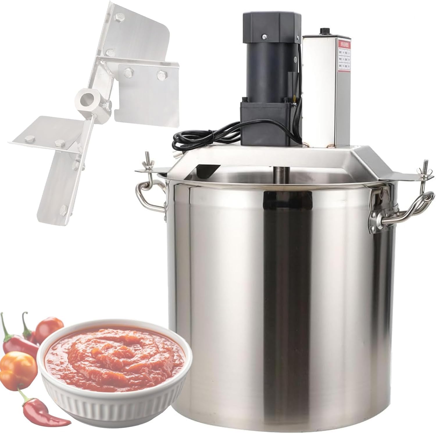 GLJTUO Electric Mixer Machine,Automatic Pot Stirrer Mixer with Adjustable Speed and 4-Blade Scraper for Commercial Use,20L